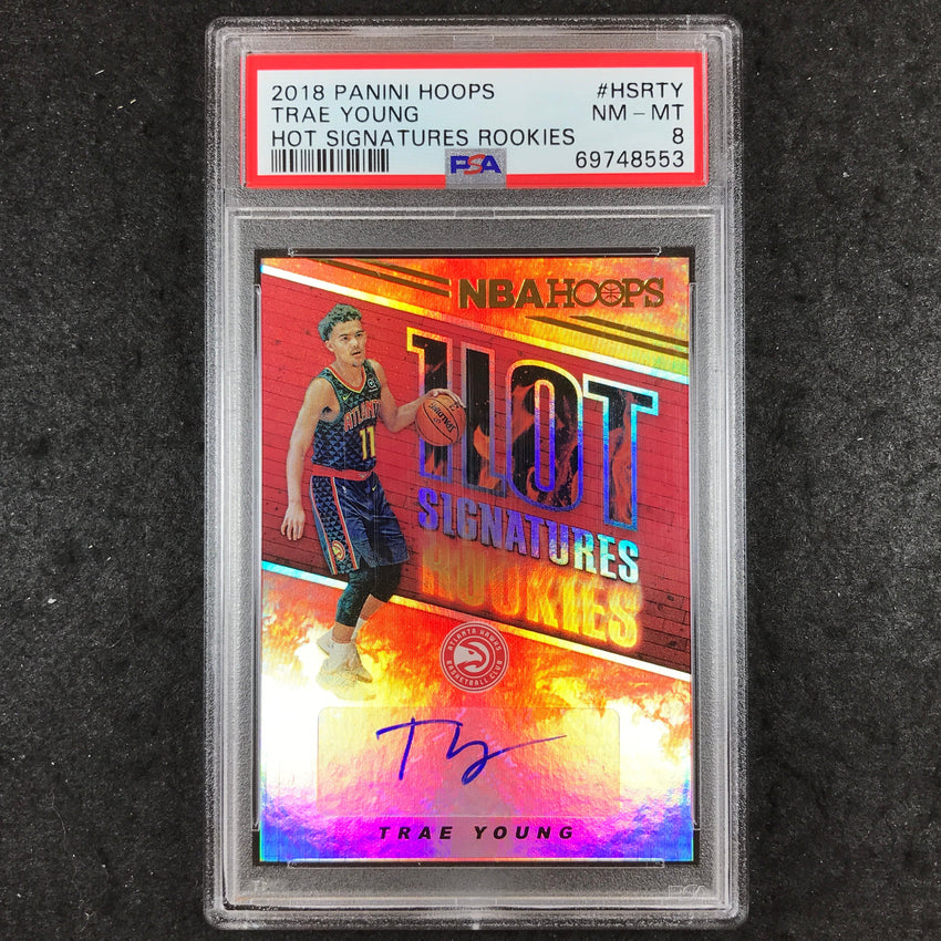 2018 Panini Hoops TRAE YOUNG Hot Signatures Rookie Auto #HSRTY PSA 8 (553)