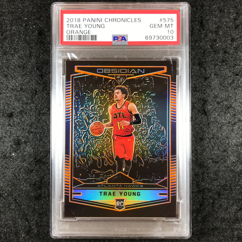 2018 Panini Chronicles TRAE YOUNG Rookie Orange 144/149 #575 PSA 10 (003)