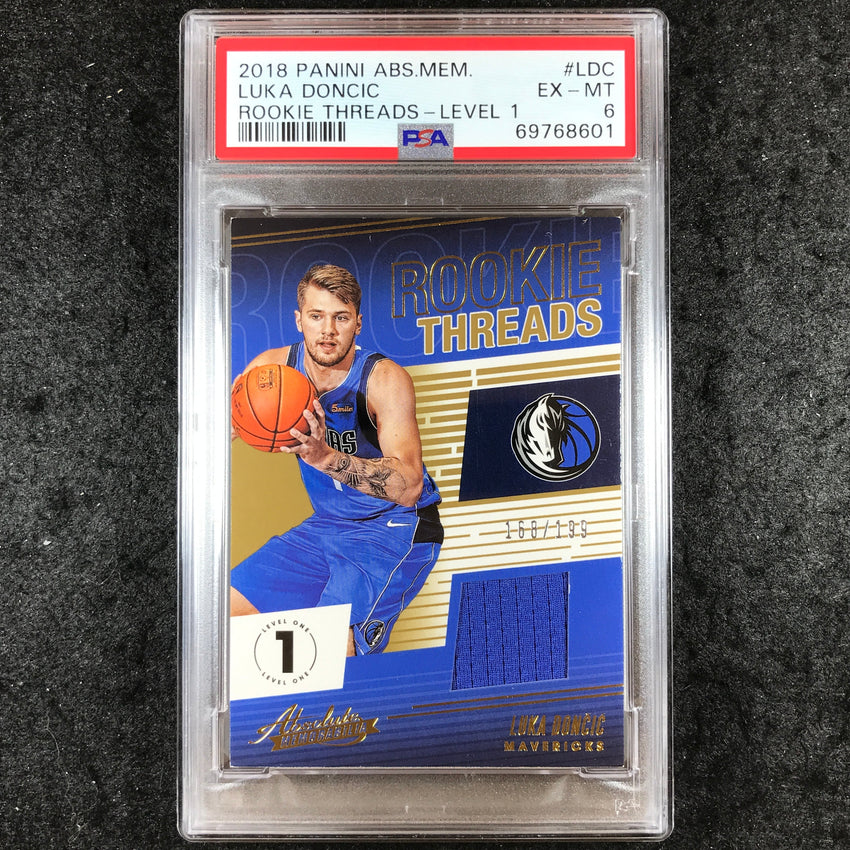 2018 Absolute Memorabilia LUKA DONCIC Rookie Threads Level 1 168/199 PSA 6 (601)