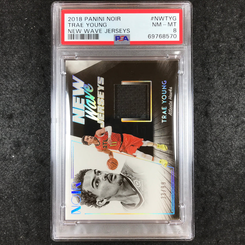 2018 Panini Noir TRAE YOUNG Rookie New Wave Jerseys 33/99 #NWTYG PSA 8 (570)