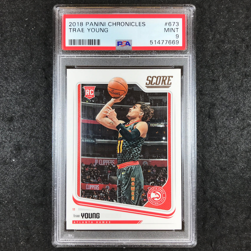 2018 Panini Chronicles TRAE YOUNG Rookie Score #673 PSA 9 (669)