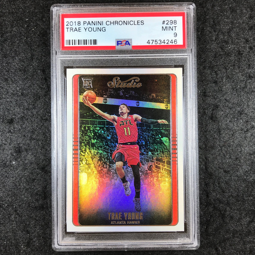 2018 Panini Chronicles TRAE YOUNG Rookie Studio #298 PSA 9 (246)