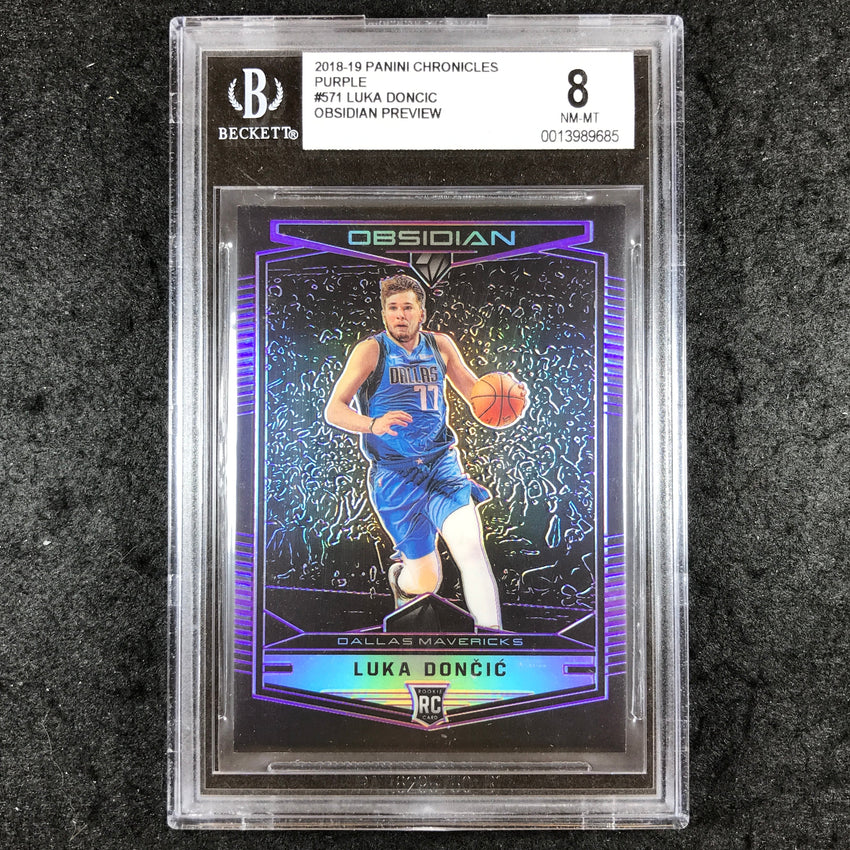 2018 Chronicles LUKA DONCIC Rookie Obsidian Preview Purple 47/49 BGS 8 (685)