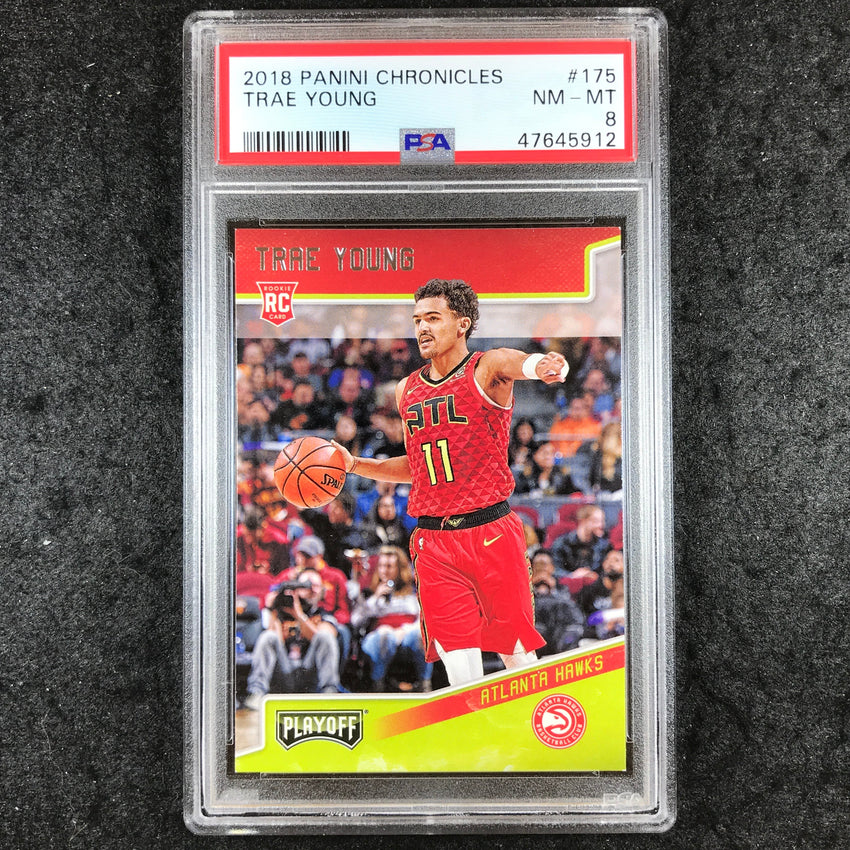 2018 Panini Chronicles TRAE YOUNG Rookie Playoff #175 PSA 8 (912)