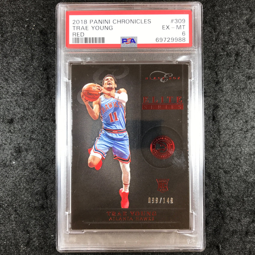 2018 Panini Chronicles TRAE YOUNG Rookie Red 99/149 #309 PSA 6 (988)