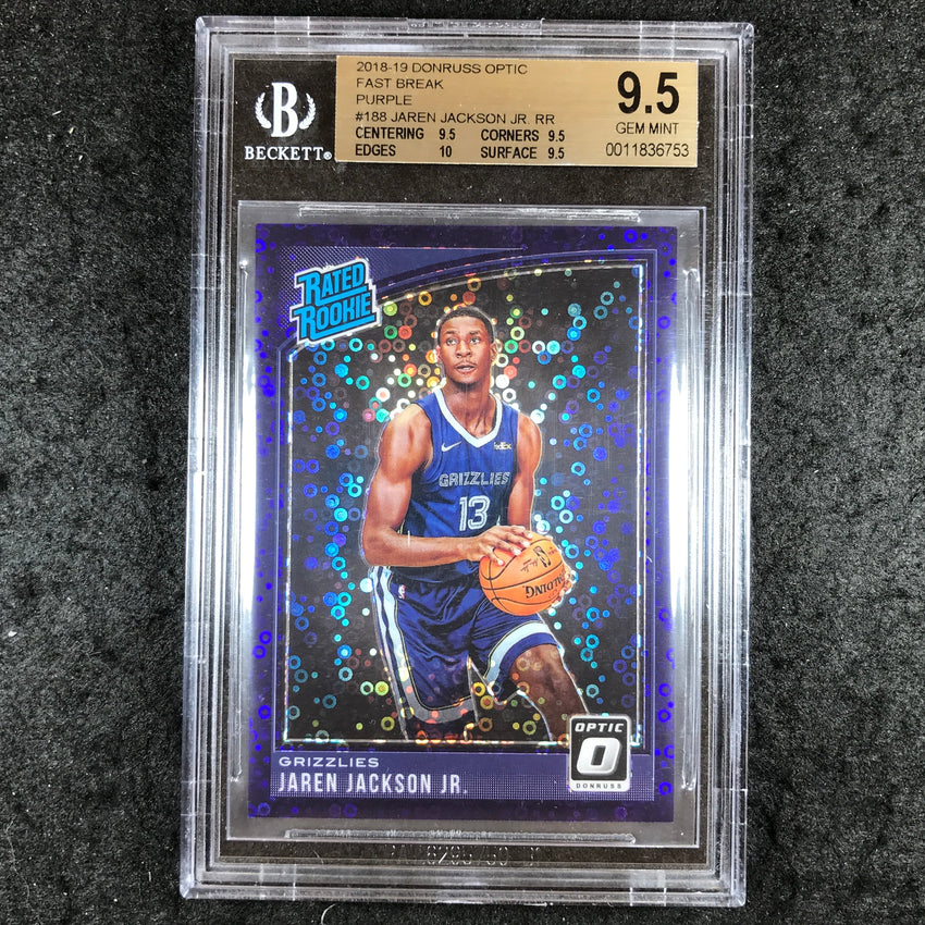 2018 Donruss Optic JAREN JACKSON JR Rated Rookie Fast Break Purple 21/95 BGS 9.5