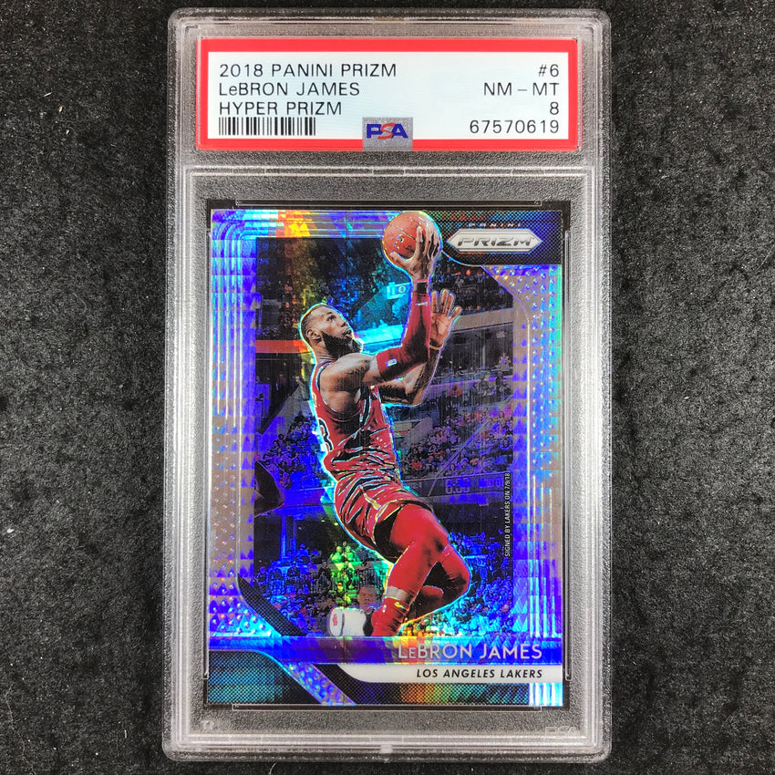 2018 Panini Prizm LEBRON JAMES Hyper Prizm #6 PSA 8 (619)