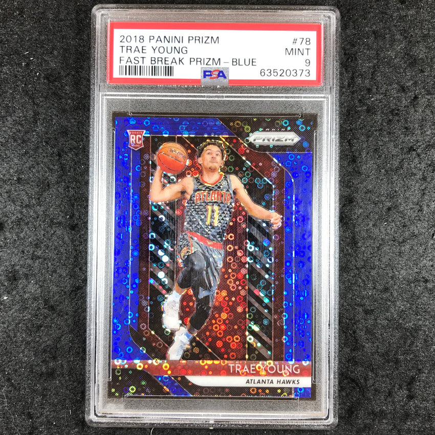 2018 Panini Prizm TRAE YOUNG Fast Break Blue 44/175 #78 PSA 9 (373)