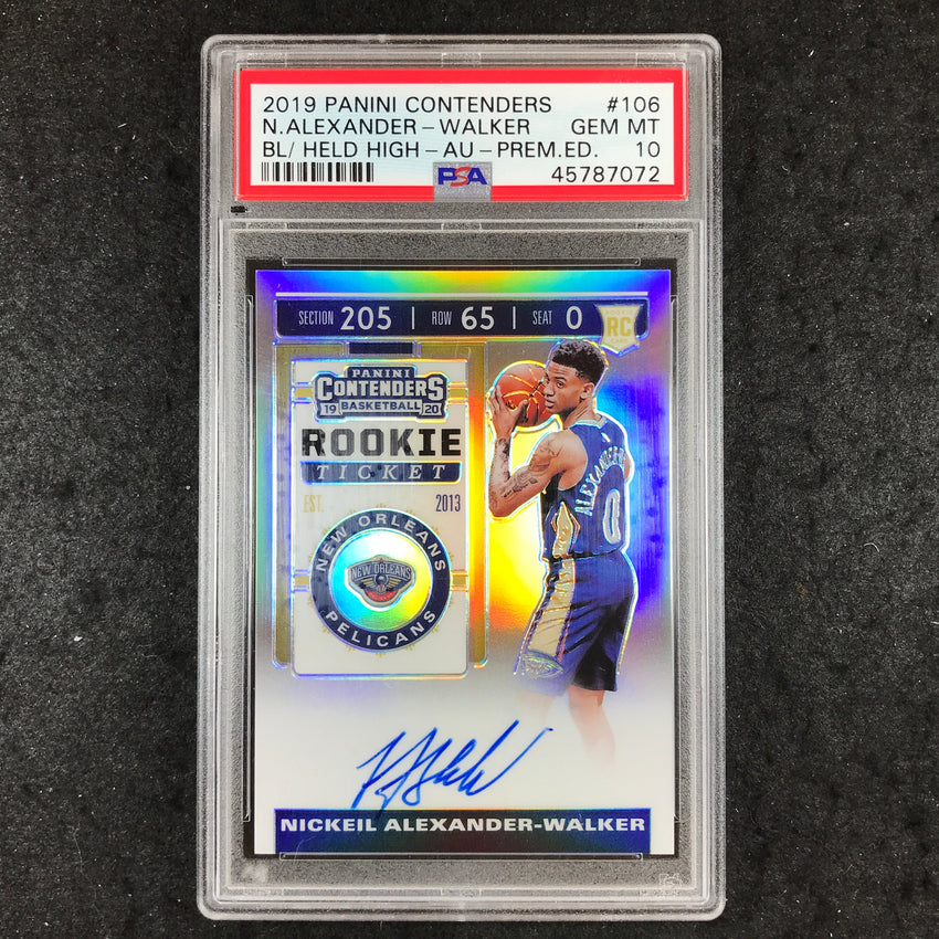 2019 Contenders N. ALEXANDER-WALKER Rookie Ticket Auto Prem Ed #106 PSA 10 (072)