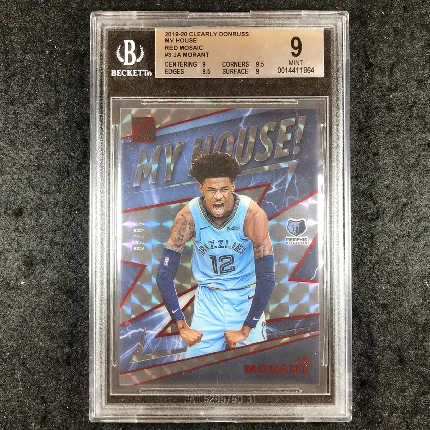 2019 Clearly Donruss JA MORANT Rookie My House Red Mosaic 23/49 #3 BGS 9 (864)