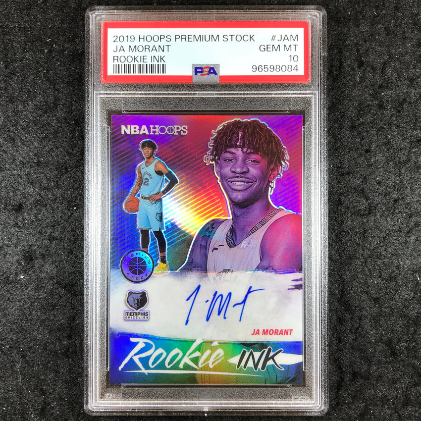 2019 Panini Hoops Premium Stock JA MORANT Rookie Ink Auto #JAM PSA 10 (084)