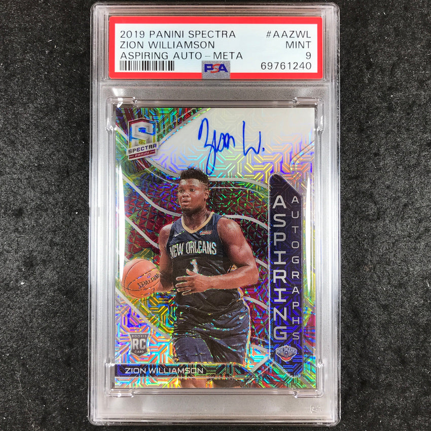 2019 Spectra ZION WILLIAMSON Aspiring Rookie Auto Meta 8/25 #AAZWL PSA 9 (240)