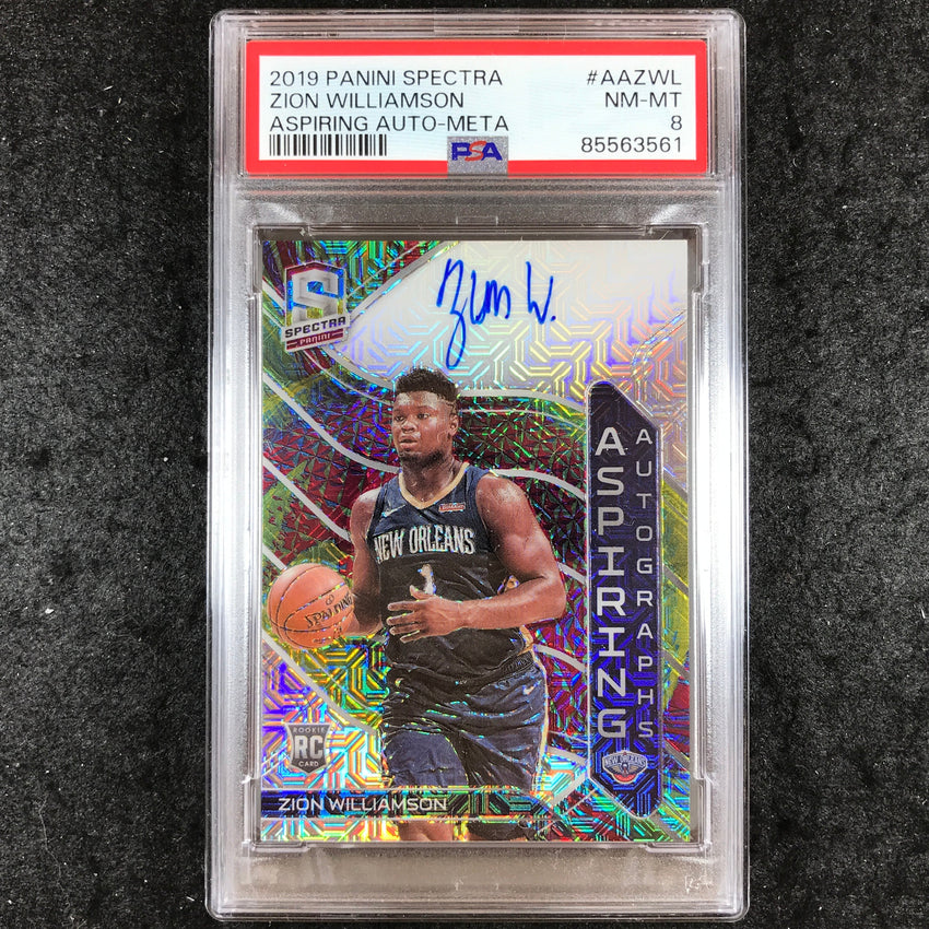 2019 Spectra ZION WILLIAMSON Aspiring Rookie Auto Meta 3/25 #AAZWL PSA 8 (561)