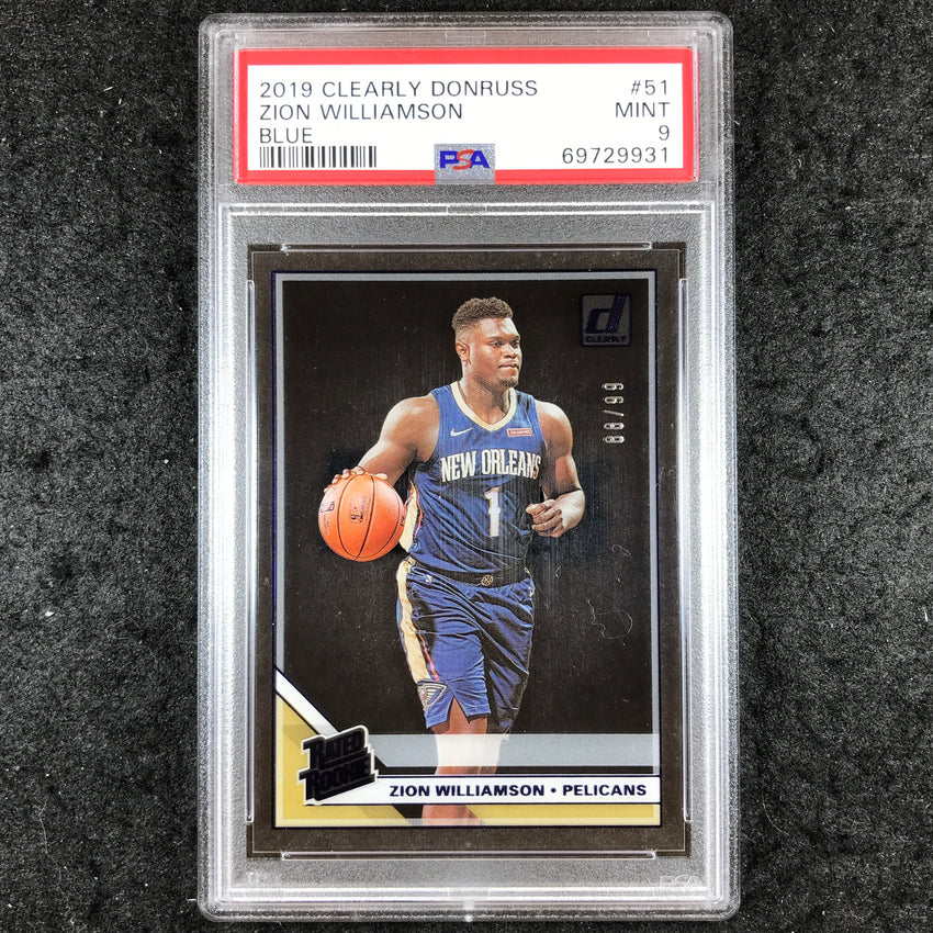 2019 Clearly Donruss ZION WILLIAMSON Rated Rookie Blue 88/99 #51 PSA 9 (931)