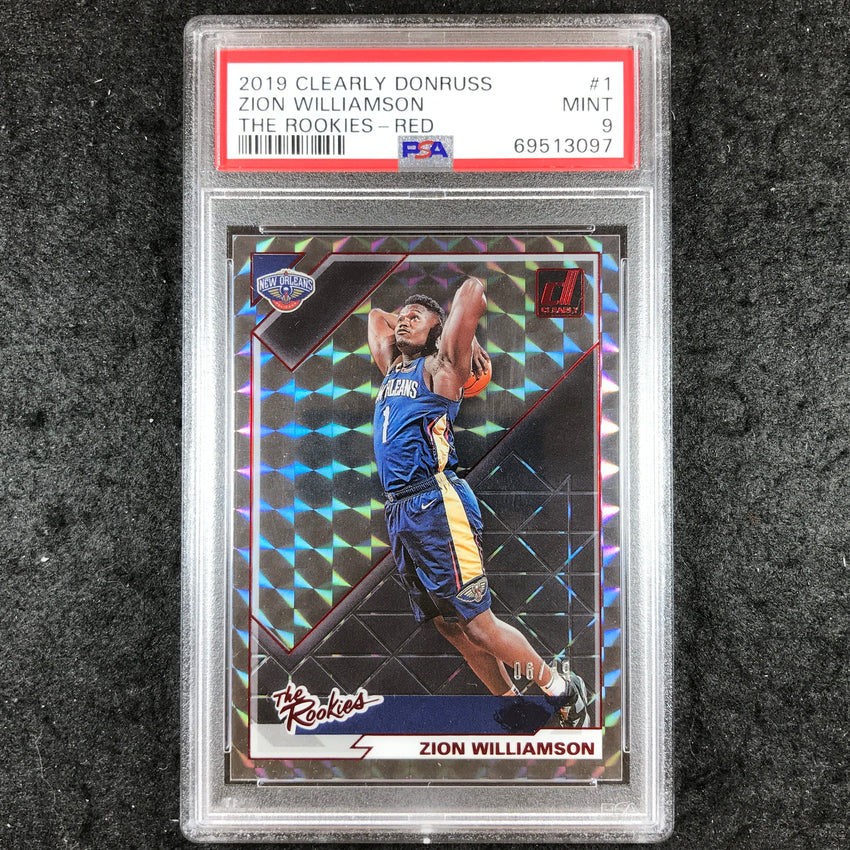 2019 Panini Clearly Donruss ZION WILLIAMSON The Rookies Red 6/49 #1 PSA 9 (097)