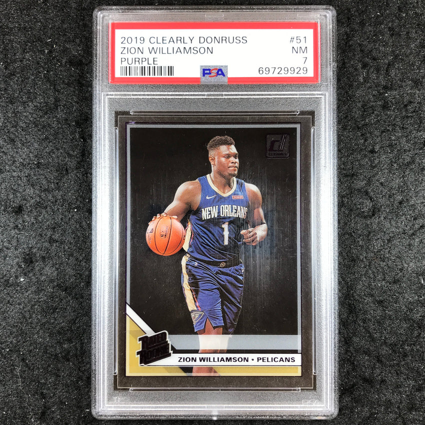 2019 Panini Clearly Donruss ZION WILLIAMSON Rated Rookie Purple #51 PSA 7 (929)
