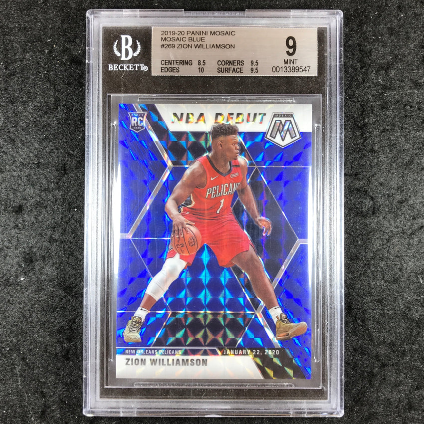 2019 Panini Mosaic ZION WILLIAMSON Rookie NBA Debut Blue 72/99 #269 BGS 9 (547)
