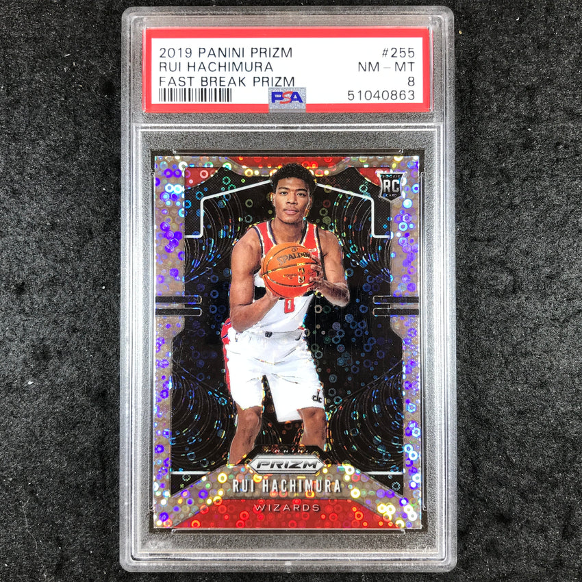 2019 Panini Prizm RUI HACHIMURA Rookies Fast Break Prizm #255 PSA 8 (863)