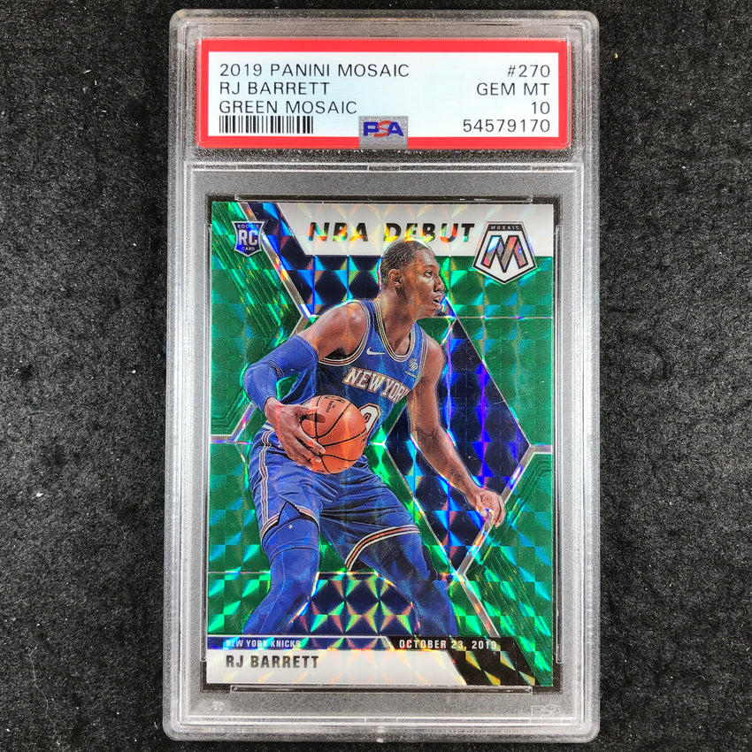 2019 Panini Mosaic RJ BARRETT Rookie NBA Debut Green Mosaic #270 PSA 10 (170)