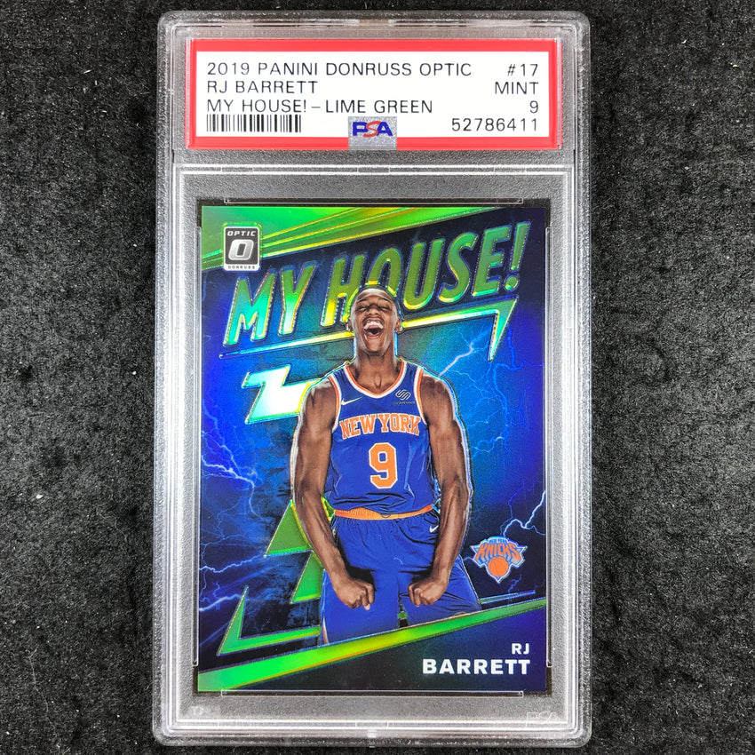 2019 Optic RJ BARRETT Rookie My House! Lime Green 76/149 #17 PSA 9 (411)