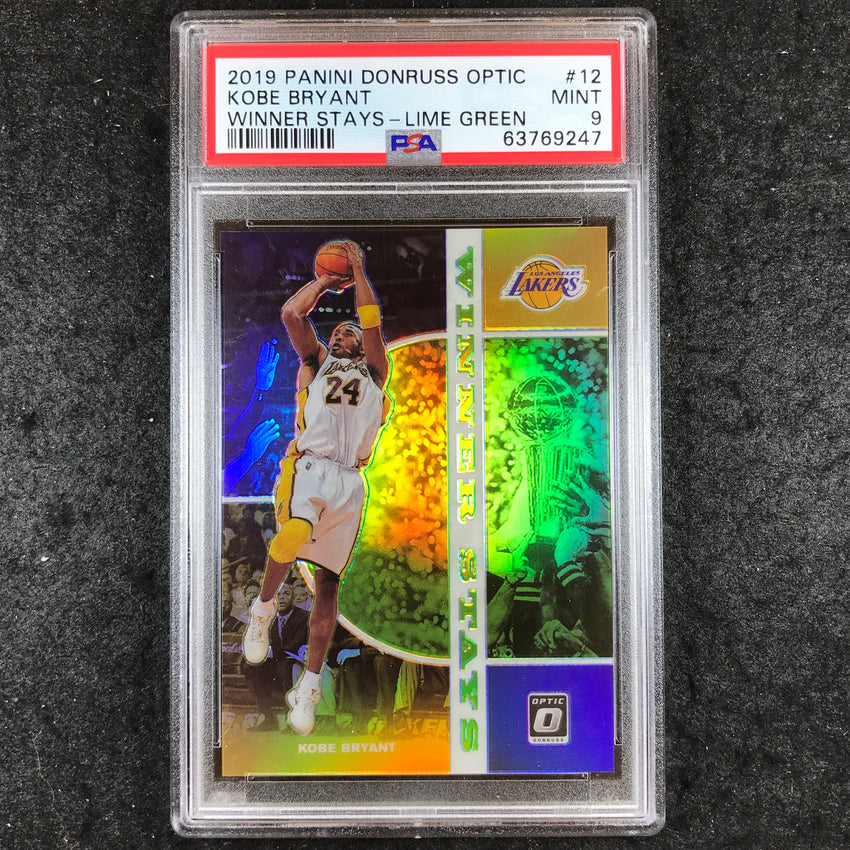 2019 Donruss Optic KOBE BRYANT Winner Stays Lime Green 49/149 #12 PSA 9 (247)