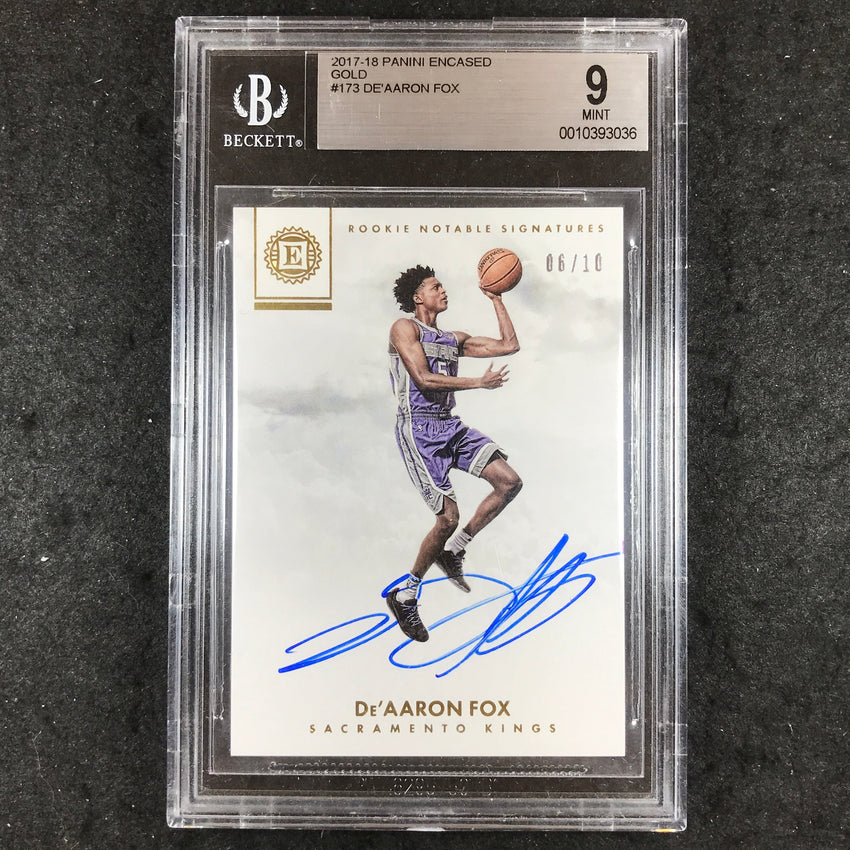 2017 Encased DE'AARON FOX Rookie Notable Signatures Auto Gold 6/10 BGS 9 (036)