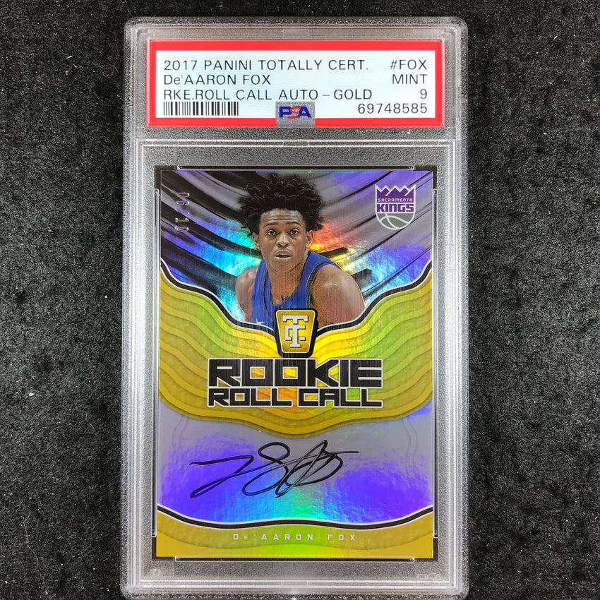 2017 Totally Certified DE'AARON FOX Rookie Roll Call Auto Gold 6/10 PSA 9 (585)