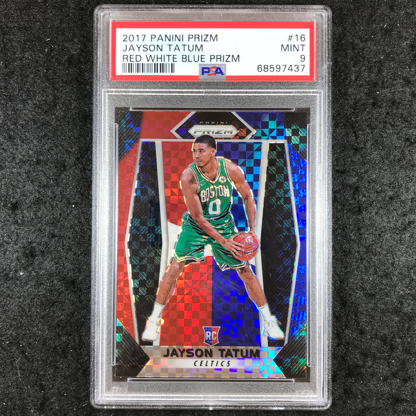 2017 Panini Prizm JAYSON TATUM Rookie Red White Blue Prizm #16 PSA 9 (437)