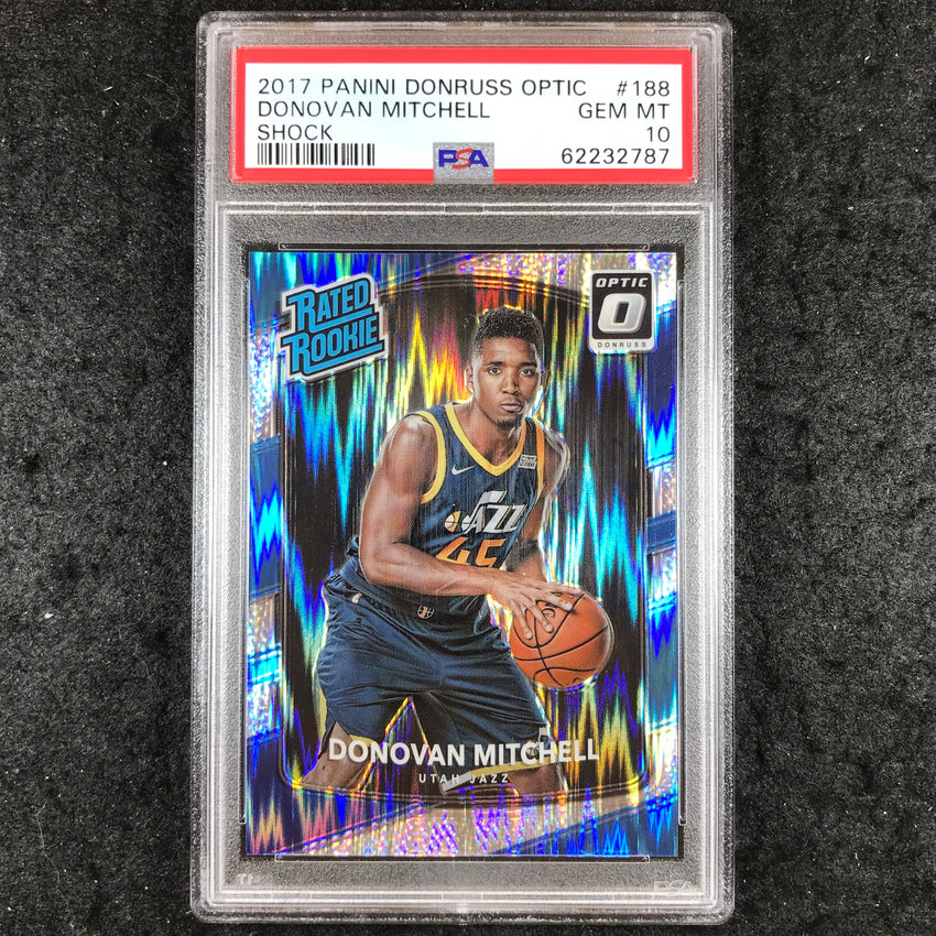 2017 Panini Donruss Optic DONOVAN MITCHELL Rated Rookie Shock #188 PSA 10 (787)