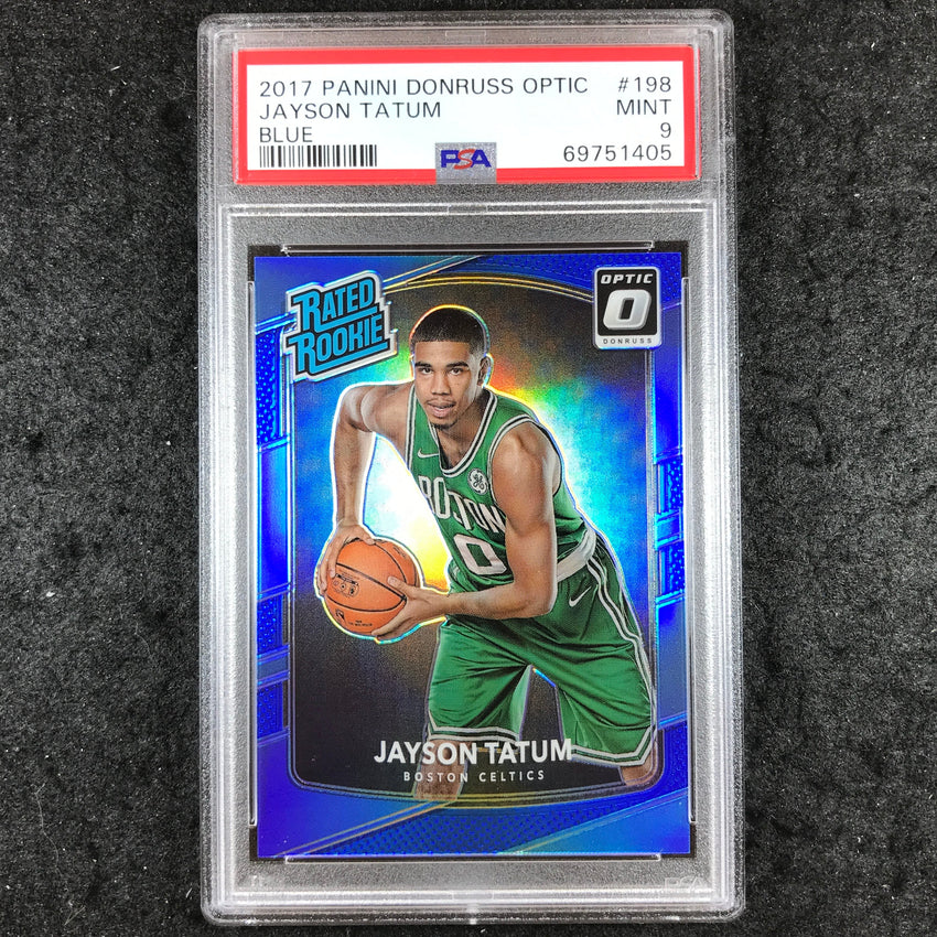 2017 Panini Donruss Optic JAYSON TATUM Rated Rookie Blue 19/49 #198 PSA 9 (405)