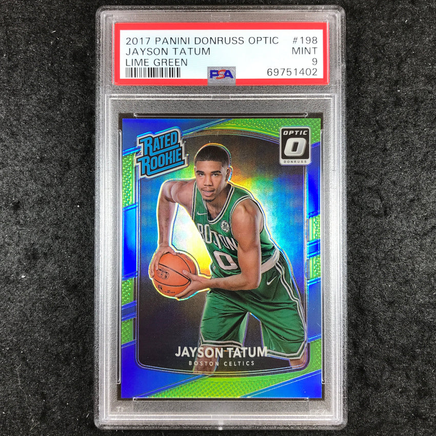 2017 Donruss Optic JAYSON TATUM Rated Rookie Lime Green 35/175 #198 PSA 9 (402)