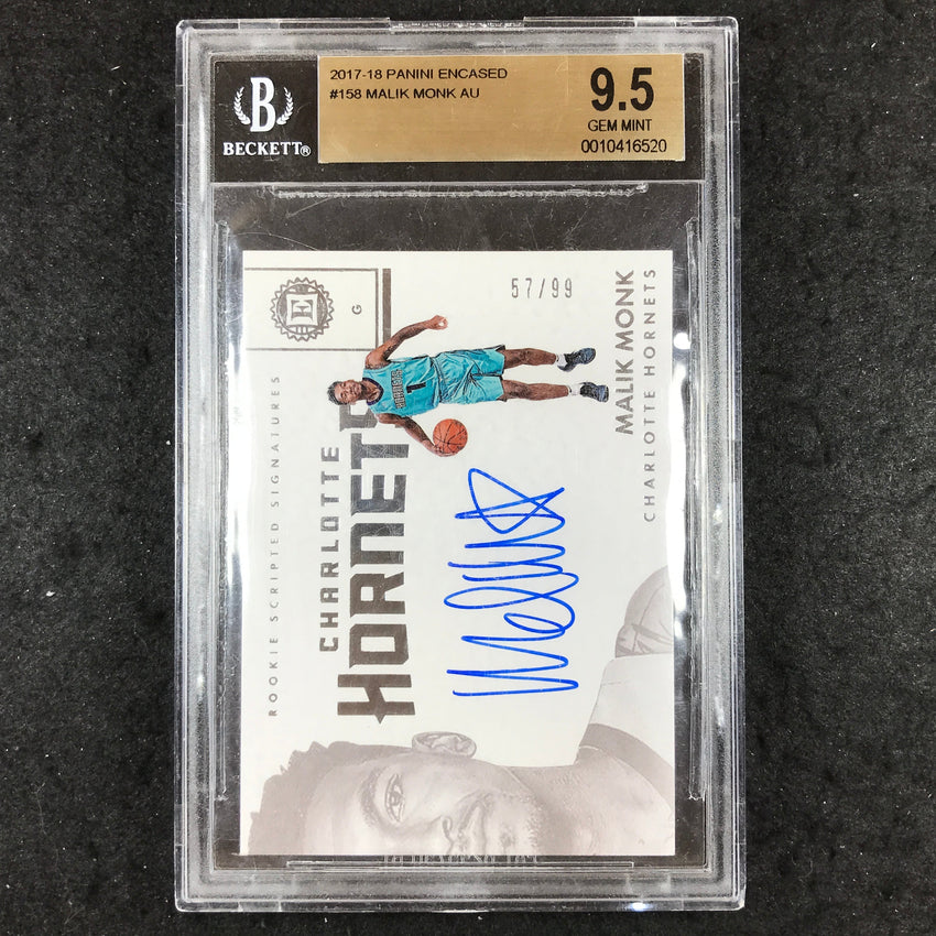 2017 Panini Encased MALIK MONK Rookie Scripted Auto 57/99 #158 BGS 9.5 (520)