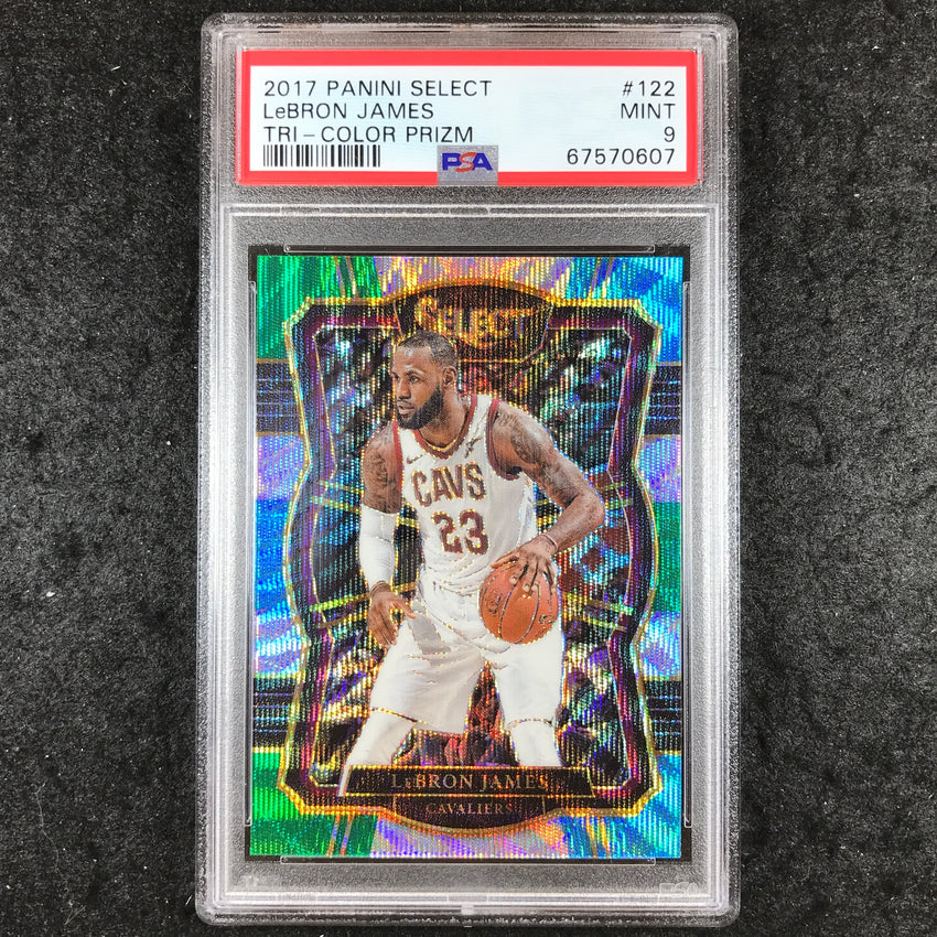 2017 Panini Select LEBRON JAMES Tri-Color Prizm #122 PSA 9 (607)