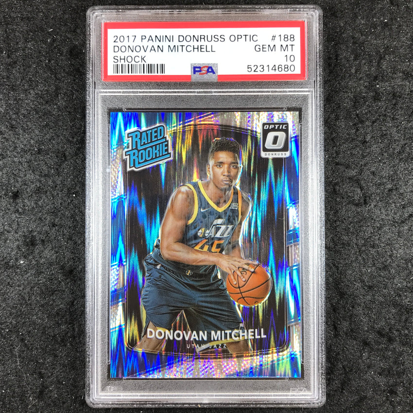2017 Panini Donruss Optic DONOVAN MITCHELL Rated Rookie Shock #188 PSA 10 (680)