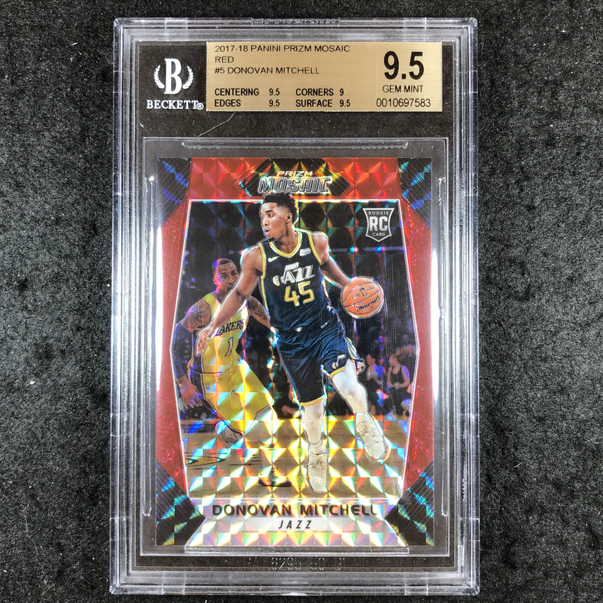 2017 Panini Prizm DONOVAN MITCHELL Rookie Red Mosaic #5 BGS 9.5 (583)