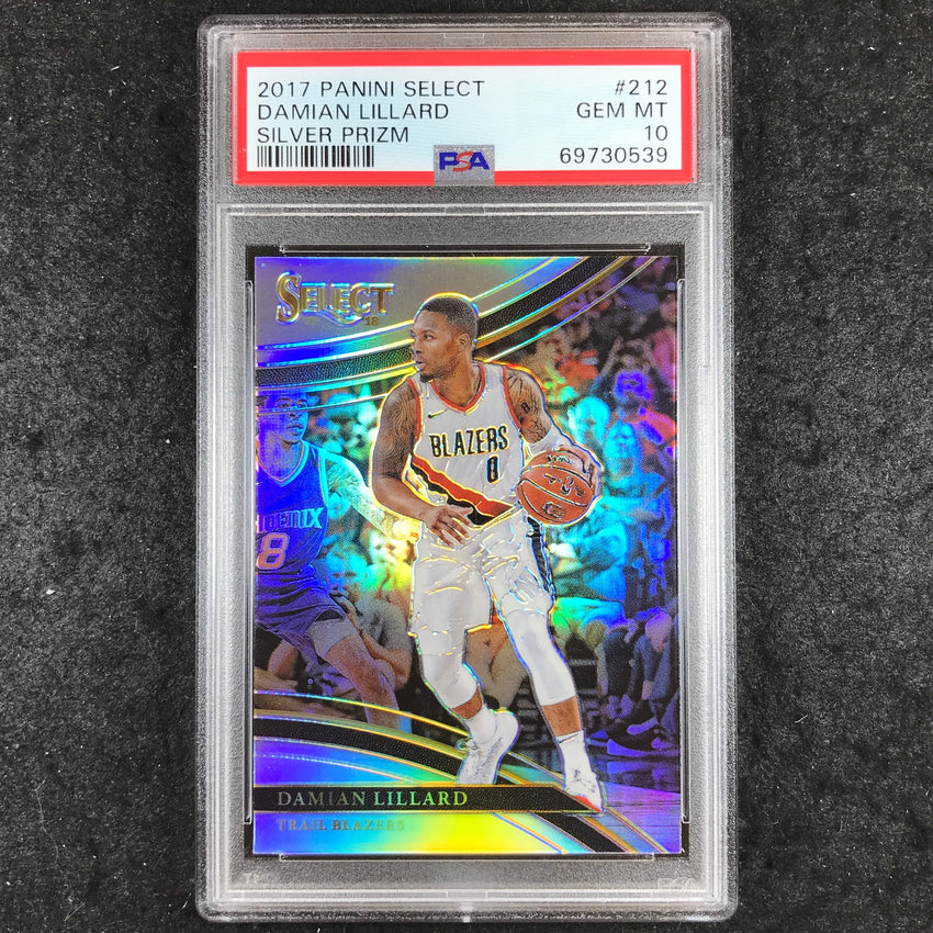 2017 Panini Select DAMIAN LILLARD Silver Prizm #212 PSA 10 (539)