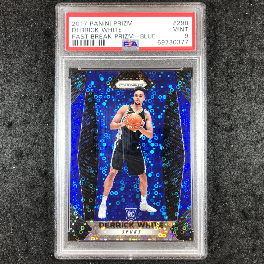 2017 Panini Prizm DERRICK WHITE Rookie Fast Break Blue 43/175 #298 PSA 9 (377)