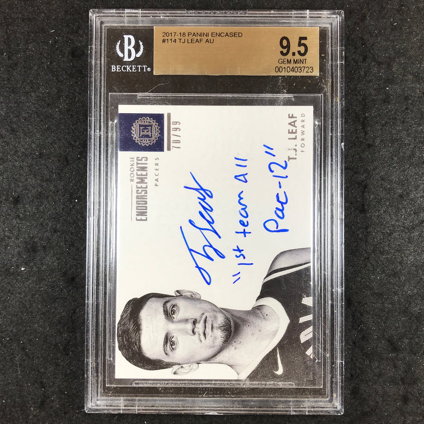 2017 Panini Encased TJ LEAF Rookie Endorsements Auto 70/99 #114 BGS 9.5 (723)