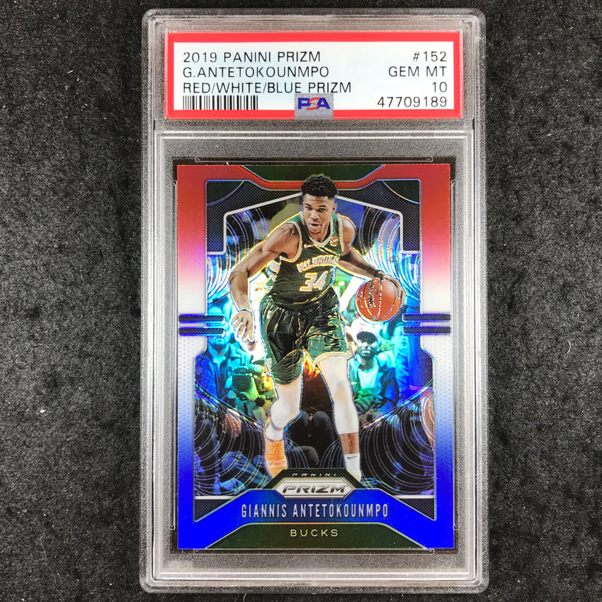2019 Panini Prizm GIANNIS ANTETOKOUNMPO Red White Blue #152 PSA 10 (189)