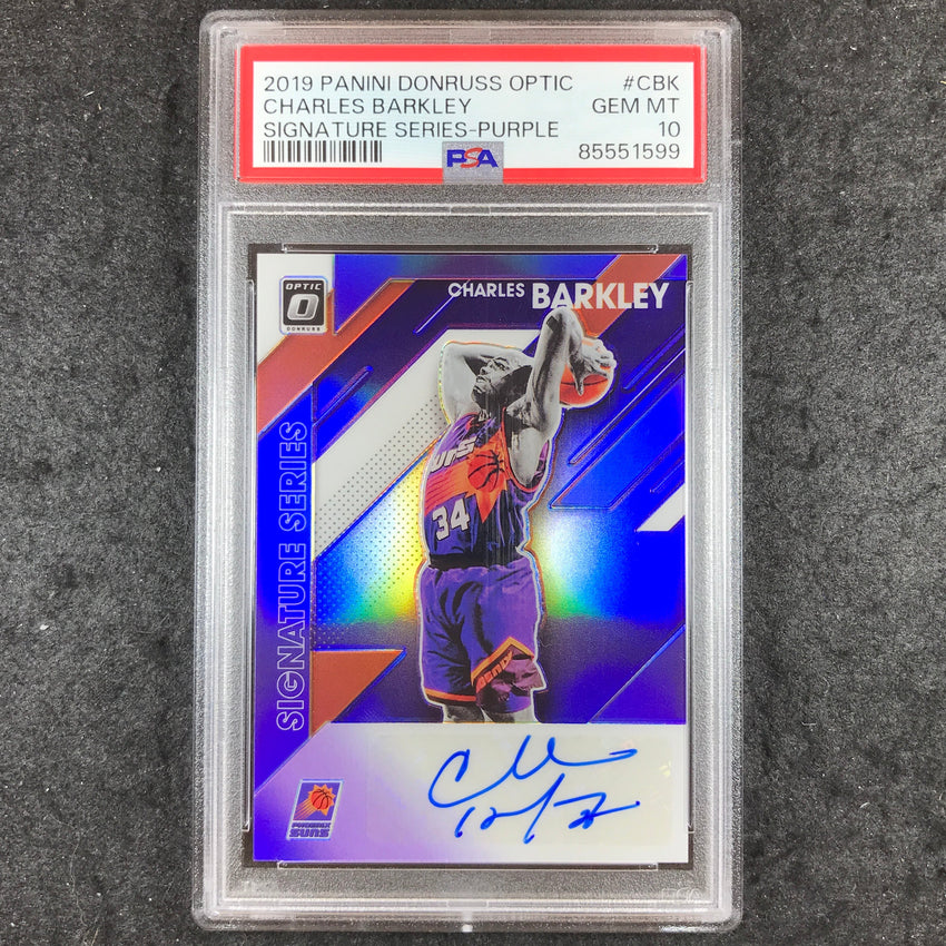 2019 Donruss Optic CHARLES BARKLEY Signature Series Auto Purple PSA 10 (599)