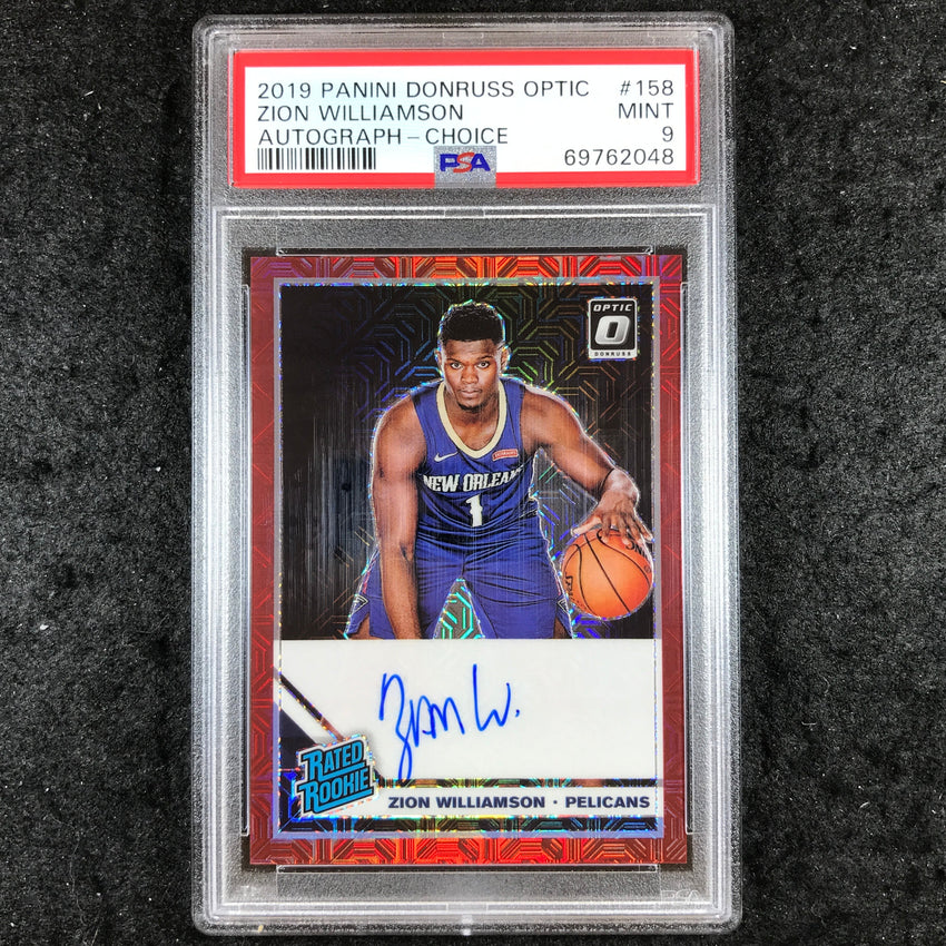 2019 Donruss Optic ZION WILLIAMSON Rated Rookie Choice Auto #158 PSA 9 (048)