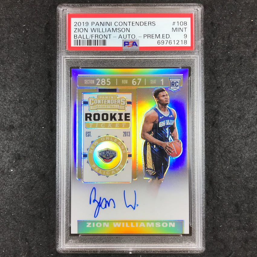 2019 Contenders ZION WILLIAMSON Rookie Ticket Auto Prem. Ed. #108 PSA 9 (218)