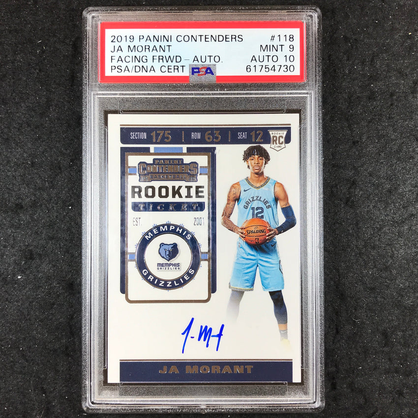2019 Contenders JA MORANT Rookie Ticket Auto Facing Forward #118 PSA 9/10 (730)