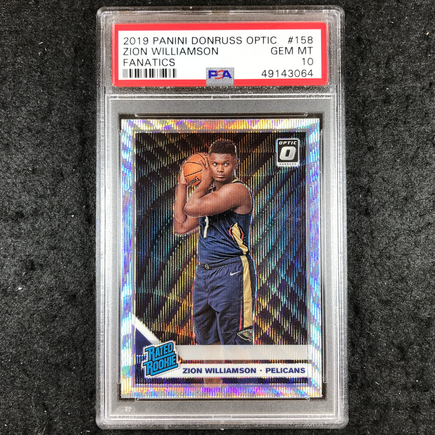 2019 Optic ZION WILLIAMSON Rated Rookie Fanatics #158 PSA 10 (064)
