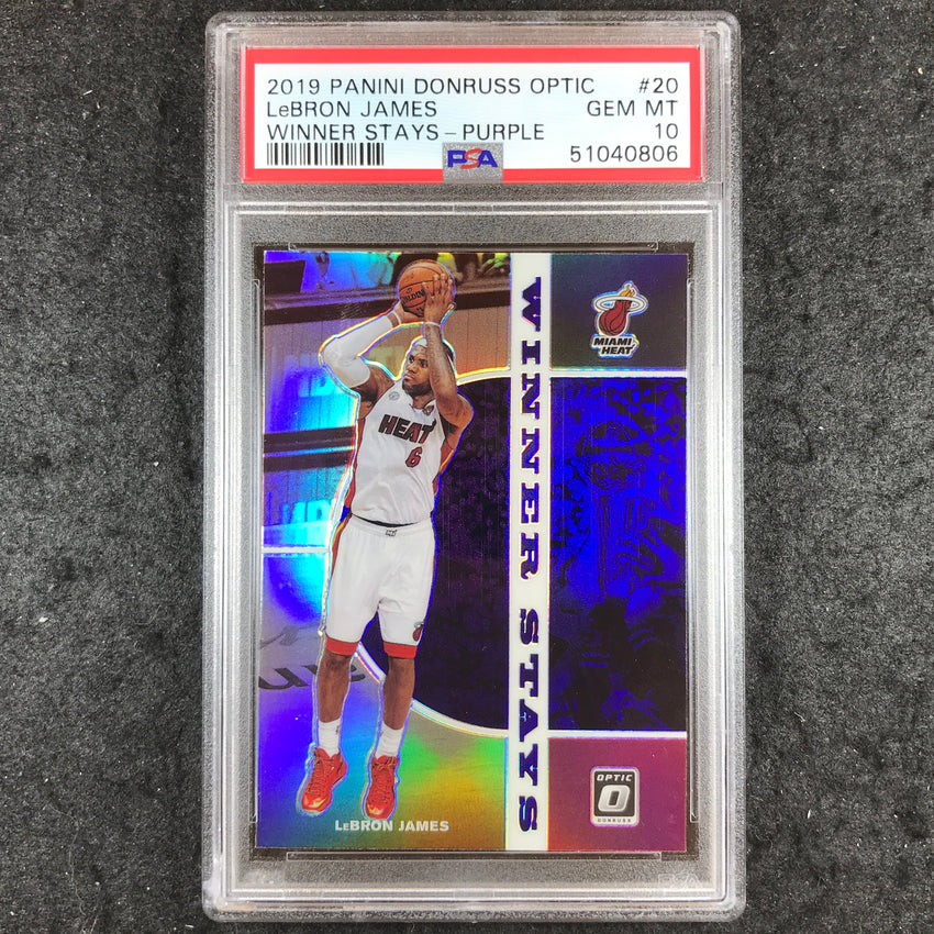 2019 Panini Donruss Optic LEBRON JAMES Winner Stays Purple #20 PSA 10 (806)