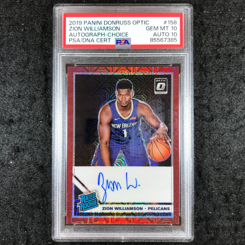 2019 Donruss Optic ZION WILLIAMSON Rated Rookie Choice Auto #158 PSA 10/10 (385)