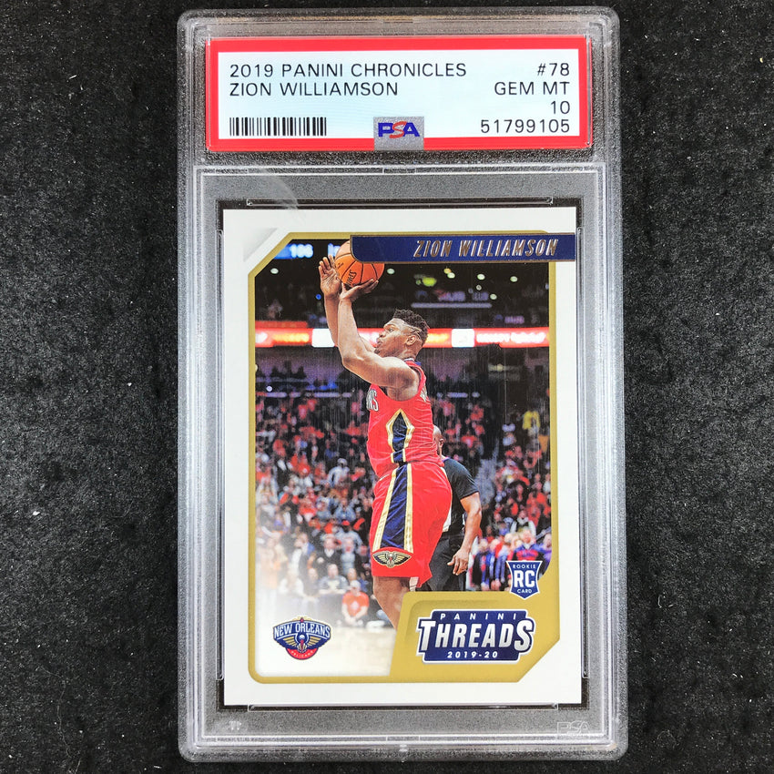 2019 Panini Chronicles ZION WILLIAMSON Rookie THreads #78 PSA 10 (105)