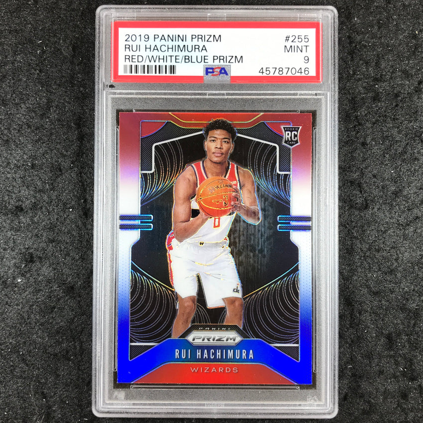 2019 Panini Prizm RUI HACHIMURA Red White Blue Prizm #255 PSA 9 (046)