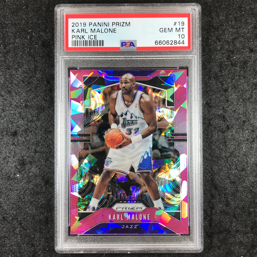 2019 Panini Prizm KARL MALONE Pink Ice #19 PSA 10 (844)