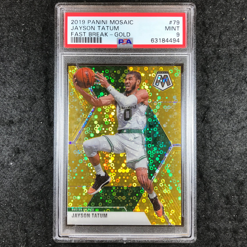 2019 Panini Mosaic JAYSON TATUM Fast Break Gold 9/10 #79 PSA 9 (494)